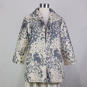 Cr Silver Animal Print Open Jacket.